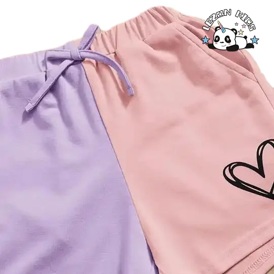 LEZONKIDS - Customizable Products Casual Sport Short T-shirt Shorts Girls Clothing Sets 2pcs Girl Outfit Set